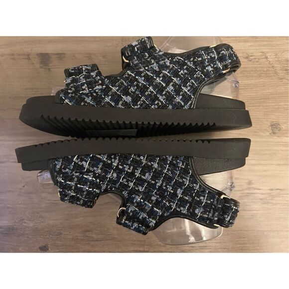 Aqua Womens Navy Plaid Padded Margo Round Toe Platform Slingback Sandals 6M new - Picture 8 of 10